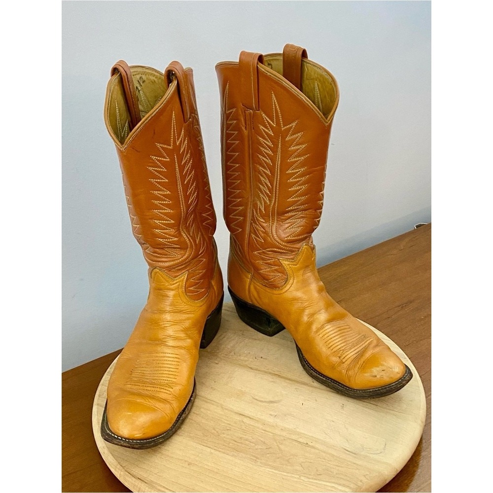 Tony Lama 80s Gold Label Vintage Brown Leather Western Cowboy Boots Men's 11D - Picture 8 of 13